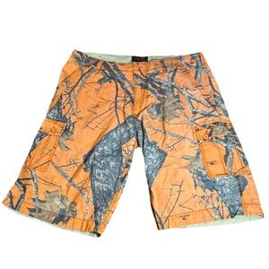 Wear First Men's Size 40 Mossy Oak Orange Camo Cargo Shorts 12" Inseam Hunting
